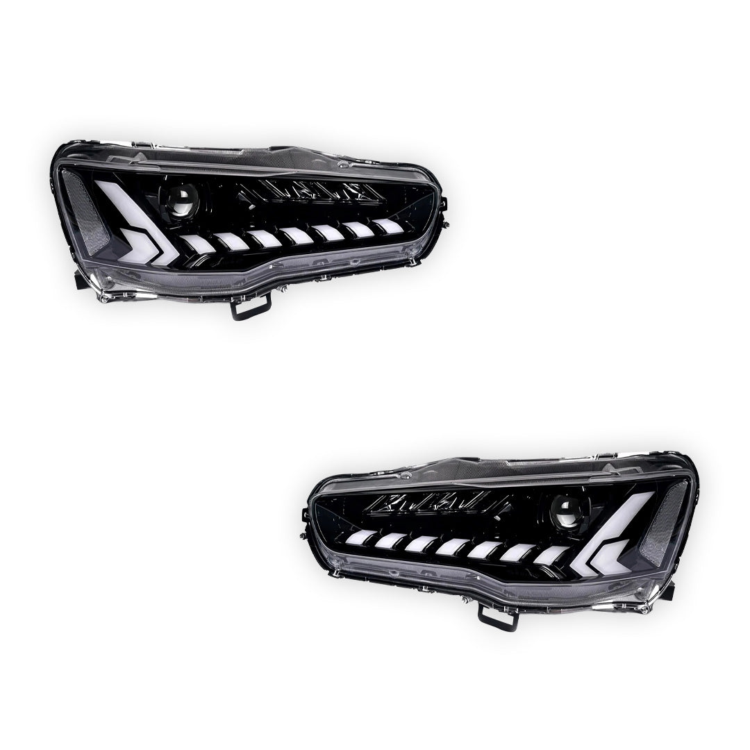 Mitsubishi Lancer Evo 10 (2007 - 2017) Demon Eye Style LED DRL Projector Headlights LH + RH