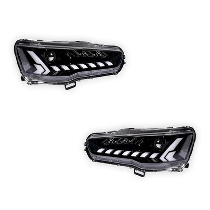 Mitsubishi Lancer Evo 10 (2007 - 2017) Demon Eye Style LED DRL Projector Headlights LH + RH