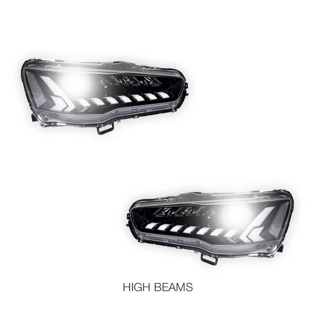 Mitsubishi Lancer Evo 10 (2007 - 2017) RGB Demon Eye Style LED DRL Projector Headlights LH + RH