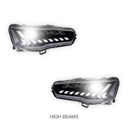 Mitsubishi Lancer Evo 10 (2007 - 2017) RGB Demon Eye Style LED DRL Projector Headlights LH + RH