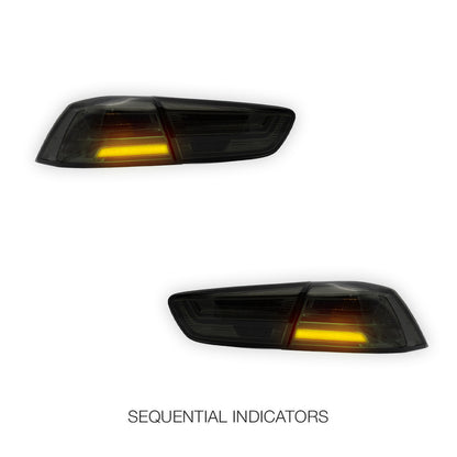 Mitsubishi Lancer Evo 10 (2008 - 2017) Smoked Animation Sequential Tail Lights LH + RH