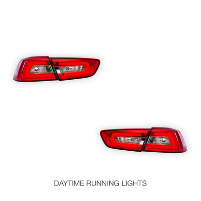 Mitsubishi Lancer Evo X (2007 - 2019) Clear Red 3D LED Tail Lights LH + RH