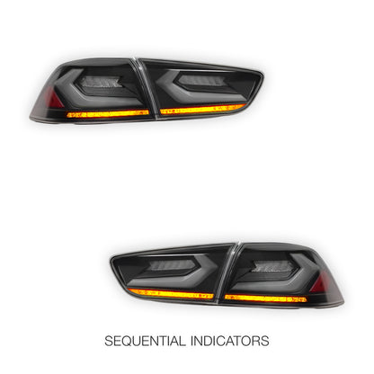 Mitsubishi Lancer Evo X / CJ / CF (2008 - 2018) Smoked 3D RGB Sequential Tail Lights LH + RH