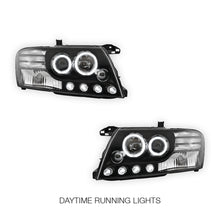 Mitsubishi Pajero NM / NP (2000 - 2006) Black High Power LED Angel Eyes Projector Headlights LH + RH