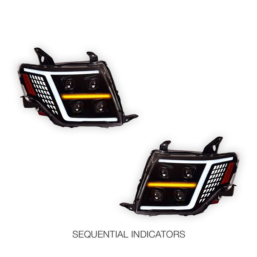 Mitsubishi Pajero NT / NW / NX (2009 - 2021) Quad Projector LED Style Sequential Indicator Headlights LH + RH