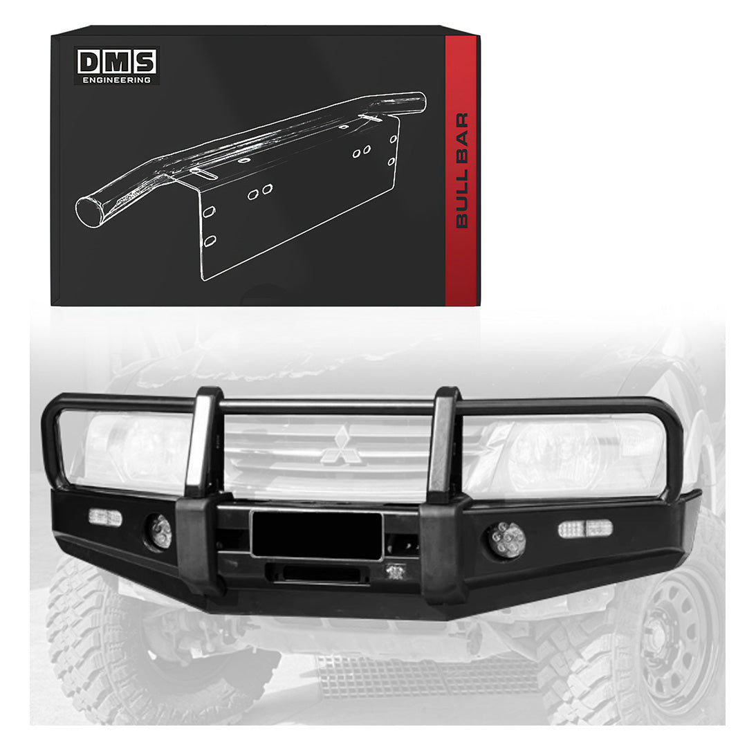 DMS Mitsubishi Pajero V73 NM / NP (2000 - 2006) Triple Hoop Steel Bull Bar + LED Lights ADR Compliant