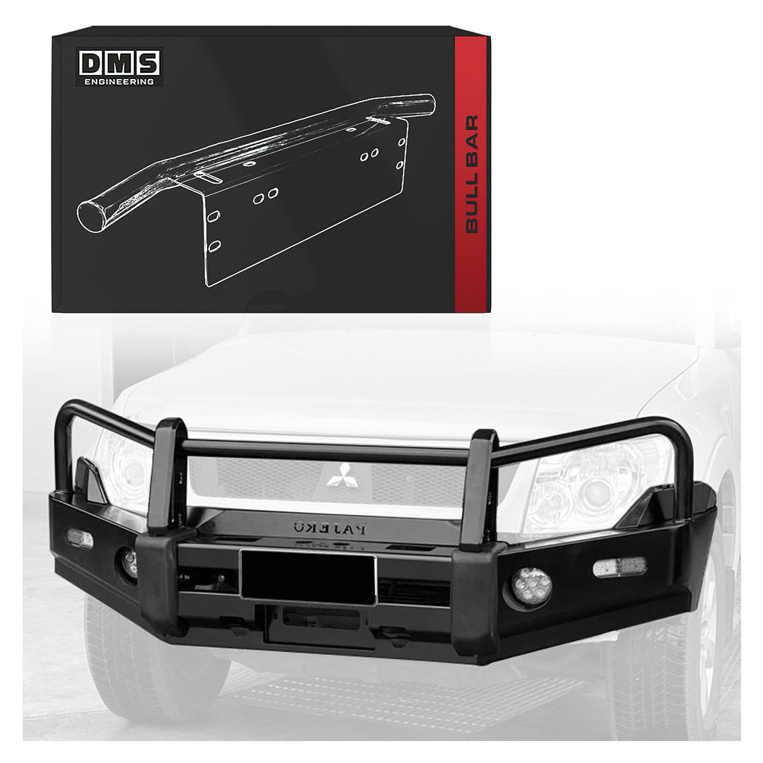 DMS Mitsubishi Pajero V97 / V98 NS / NT / NW / NX (2007 - 2018) Triple Hoop Steel Bull Bar + LED Lights ADR Compliant