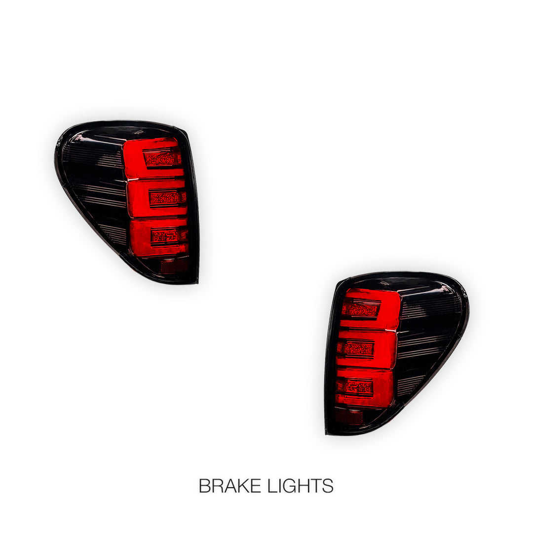 Mitsubishi Triton ML / MN (2006 - 2015) Smoked 3D Stripe Bar Full LED Tail Lights LH + RH