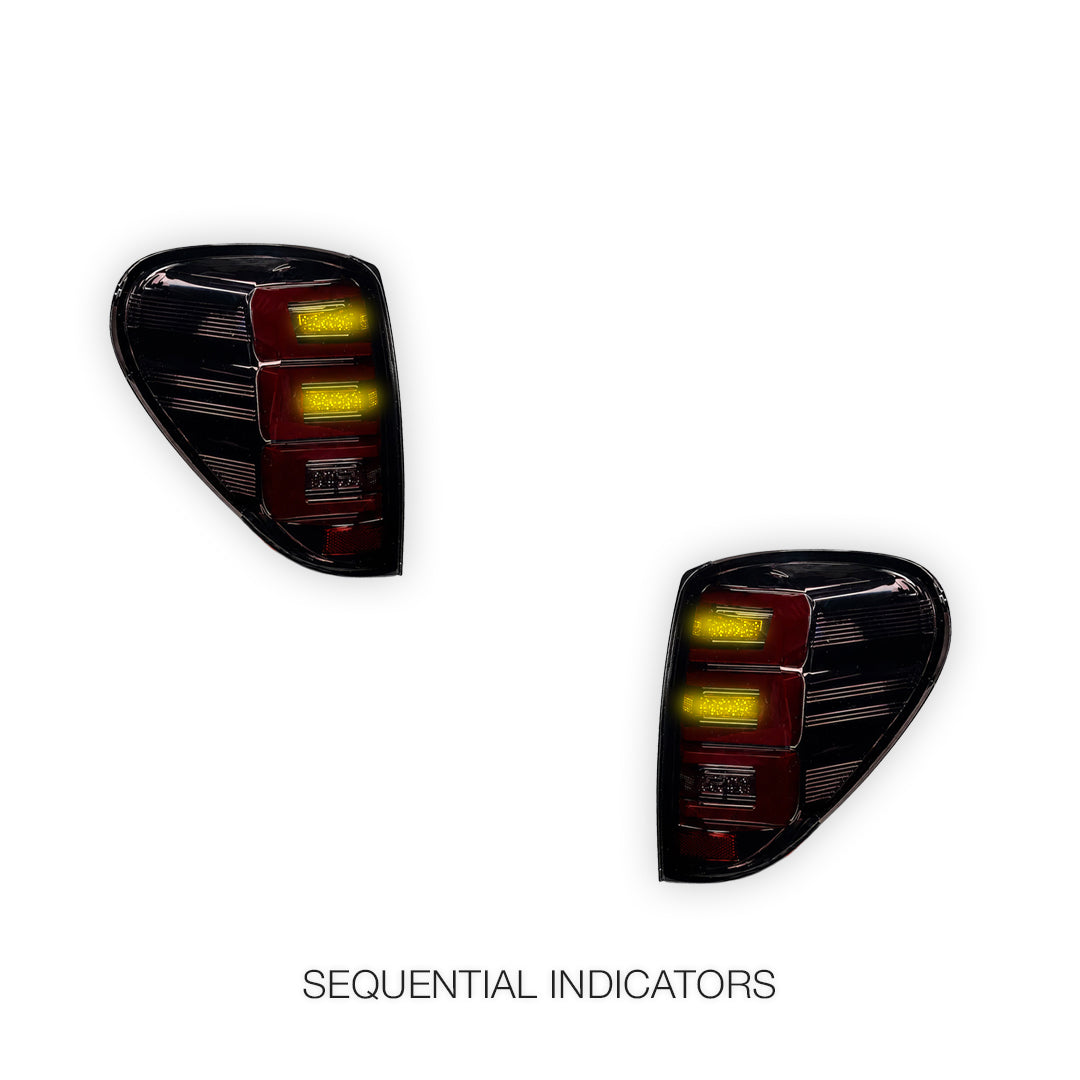 Mitsubishi Triton ML / MN (2006 - 2015) Smoked 3D Stripe Bar Full LED Tail Lights LH + RH