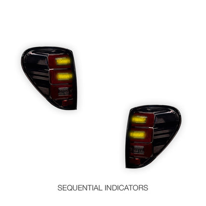 Mitsubishi Triton ML / MN (2006 - 2015) Smoked 3D Stripe Bar Full LED Tail Lights LH + RH