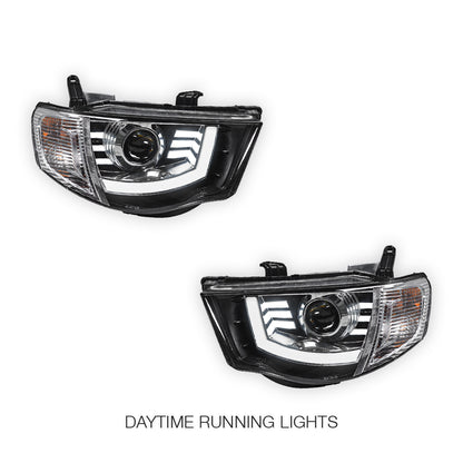 Mitsubishi Triton ML / MN (2006 - 2015) Black High Power LED DRL Projector Headlights LH + RH
