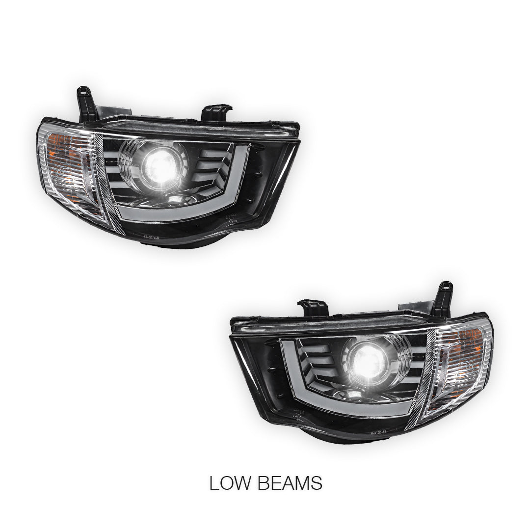 Mitsubishi Triton ML / MN (2006 - 2015) Black High Power LED DRL Projector Headlights LH + RH