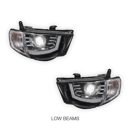 Mitsubishi Triton ML / MN (2006 - 2015) Black High Power LED DRL Projector Headlights LH + RH