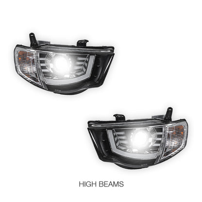 Mitsubishi Triton ML / MN (2006 - 2015) Black High Power LED DRL Projector Headlights LH + RH