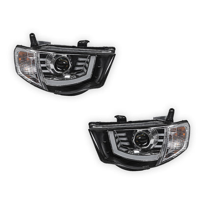 Mitsubishi Triton ML / MN (2006 - 2015) Black High Power LED DRL Projector Headlights LH + RH