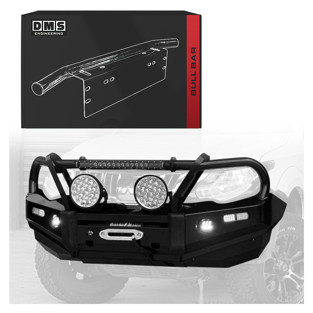 DMS Mitsubishi Triton MQ (2015 - 2018) Triple Hoop Steel Bull Bar + LED Lights ADR Compliant