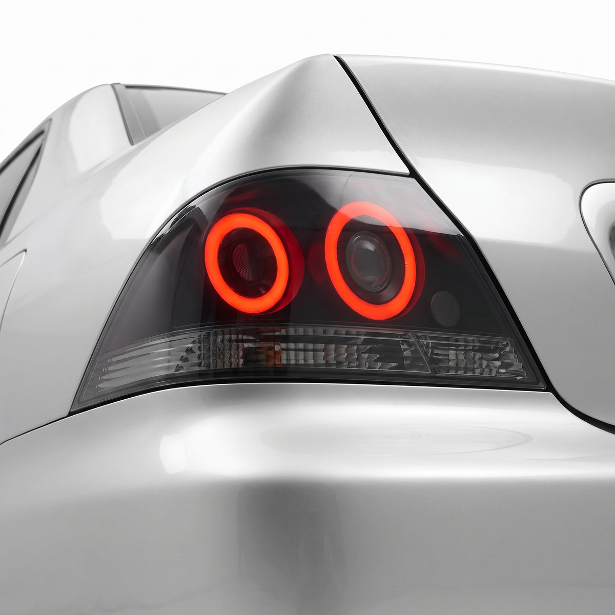 Mitsubishi Lancer CG / CH (2001 - 2007) Smoked Sequential RGB LED Tail Lights LH + RH installed close-up