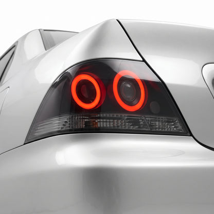 Mitsubishi Lancer CG / CH (2001 - 2007) Smoked Sequential RGB LED Tail Lights LH + RH installed close-up