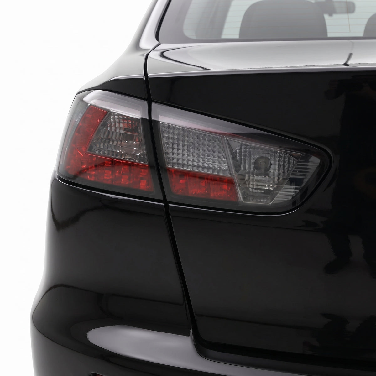 Mitsubishi Lancer EVO 10 (2007 - 2018) Smoked LED Tail Lights LH + RH installed close-up