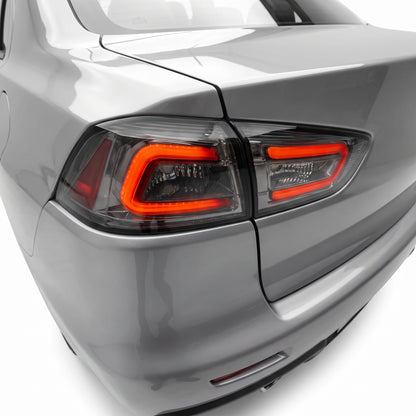 Mitsubishi Lancer EVO 10 (2007 - 2019) 3D LED Tail Lights LH + RH installed close-up