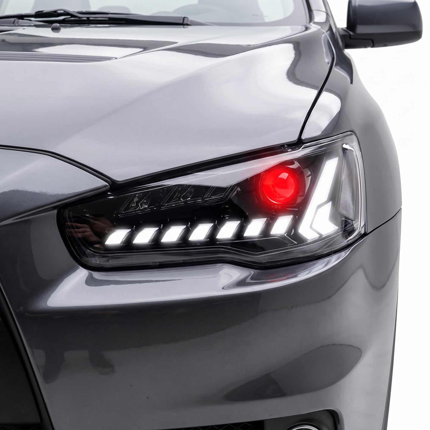 Mitsubishi Lancer Evo 10 (2007 - 2017) Demon Eye Style LED DRL Projector Headlights LH + RH