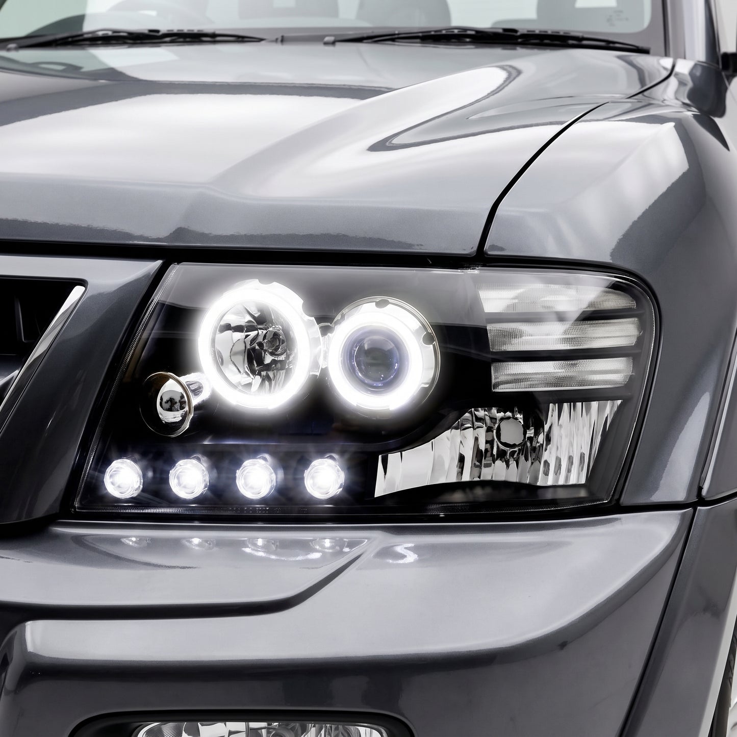 Mitsubishi Pajero NM NP (2000 - 2006) Halo Angel Eyes Headlights LH + RH