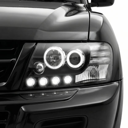 Mitsubishi Pajero NM / NP (2000 - 2006) High power LED Angel Eyes Projector Headlights LH + RH