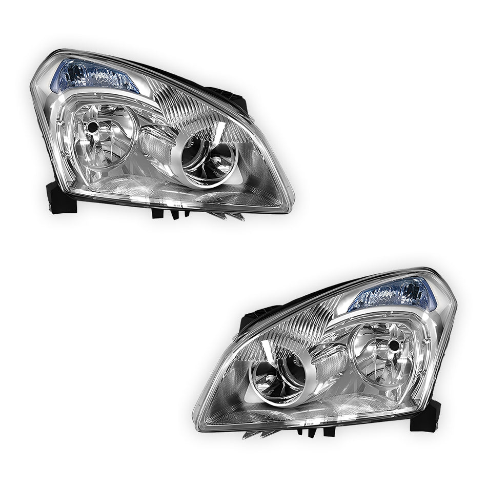 Nissan Dualis J10 (2007 - 2009) Chrome Halogen OEM Style Headlights LH + RH
