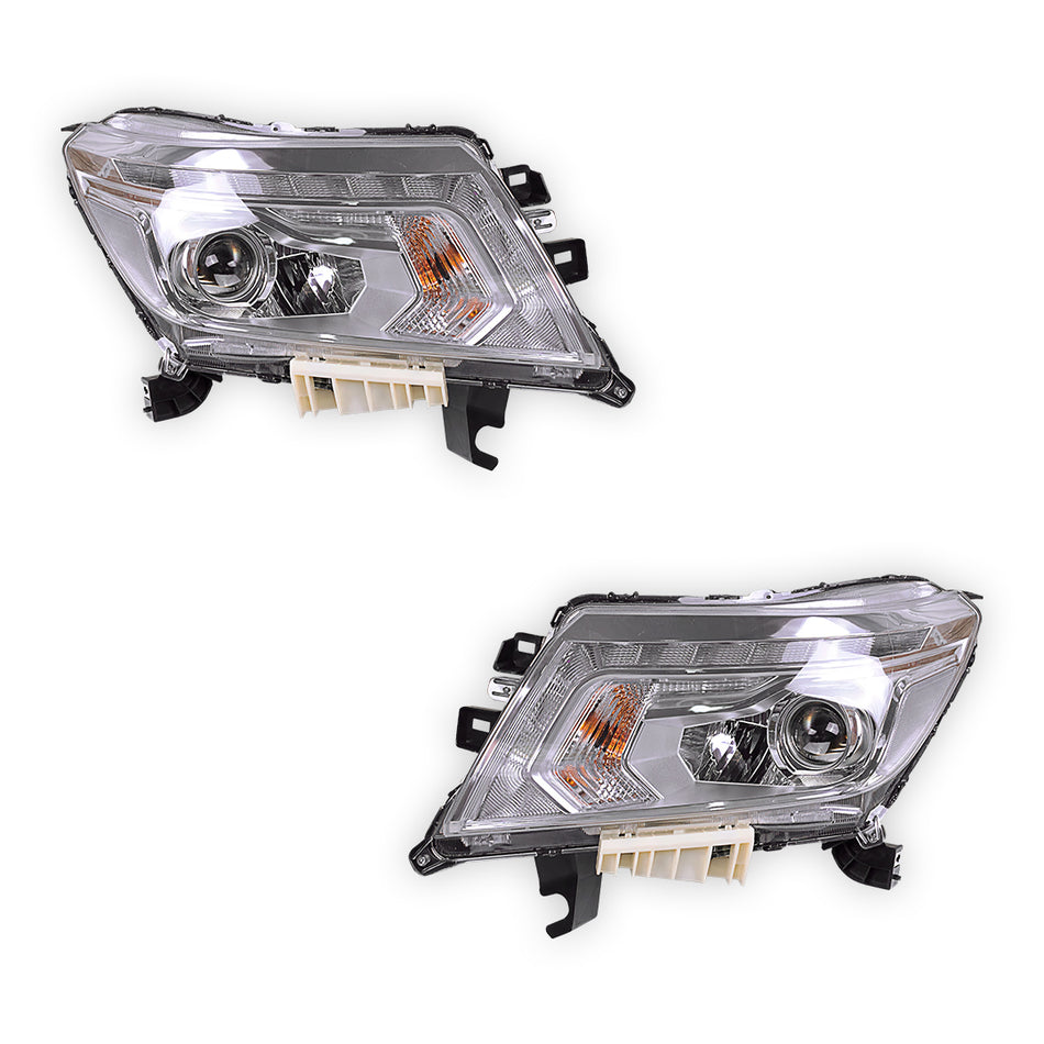Nissan Navara D23 NP300 (2015 - 2021) Chrome LED OEM Style Headlights LH + RH