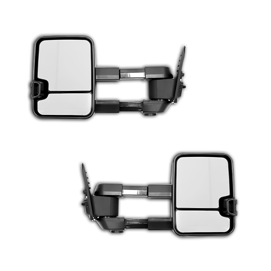 Nissan Patrol GU / Y61 / TY61 (1997 - 2016) Black Electric LED Indicators Extendable Towing Side Mirrors LH + RH