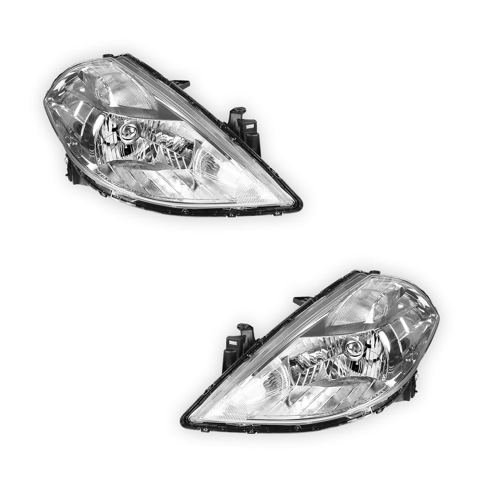 Nissan Tiida C11 (2009 - 2012) Chrome Halogen OEM Style Headlights LH + RH