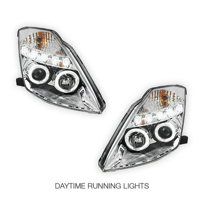 Nissan 350Z Z33 Series 1 (2003 - 2005) Crystal Clear Angel Eyes Projector Headlights LH + RH
