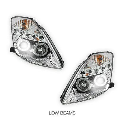 Nissan 350Z Z33 Series 1 (2003 - 2005) Crystal Clear Angel Eyes Projector Headlights LH + RH