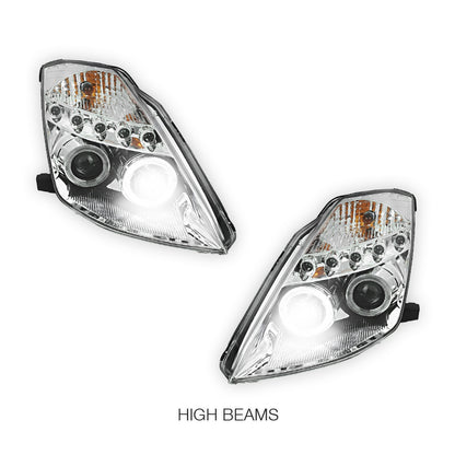 Nissan 350Z Z33 Series 1 (2003 - 2005) Crystal Clear Angel Eyes Projector Headlights LH + RH