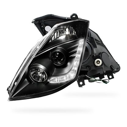 Nissan 350Z Z33 Series 1 (2003 - 2005) JDM Black LED DRL Projector Headlights LH + RH