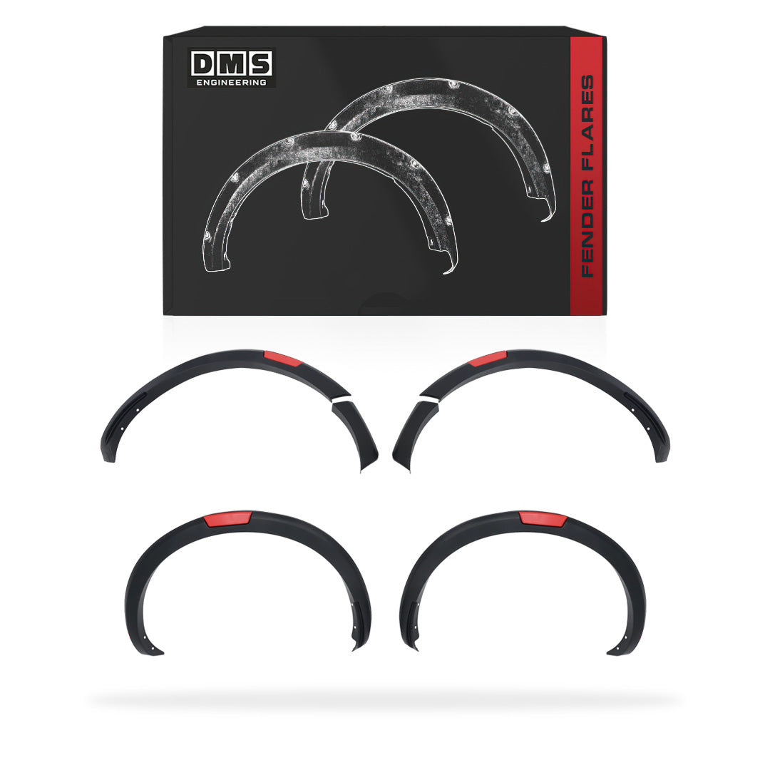 Nissan Navara D23 NP300 (2015 - 2021) 15mm Matte Black with Red Trim Guard Flares