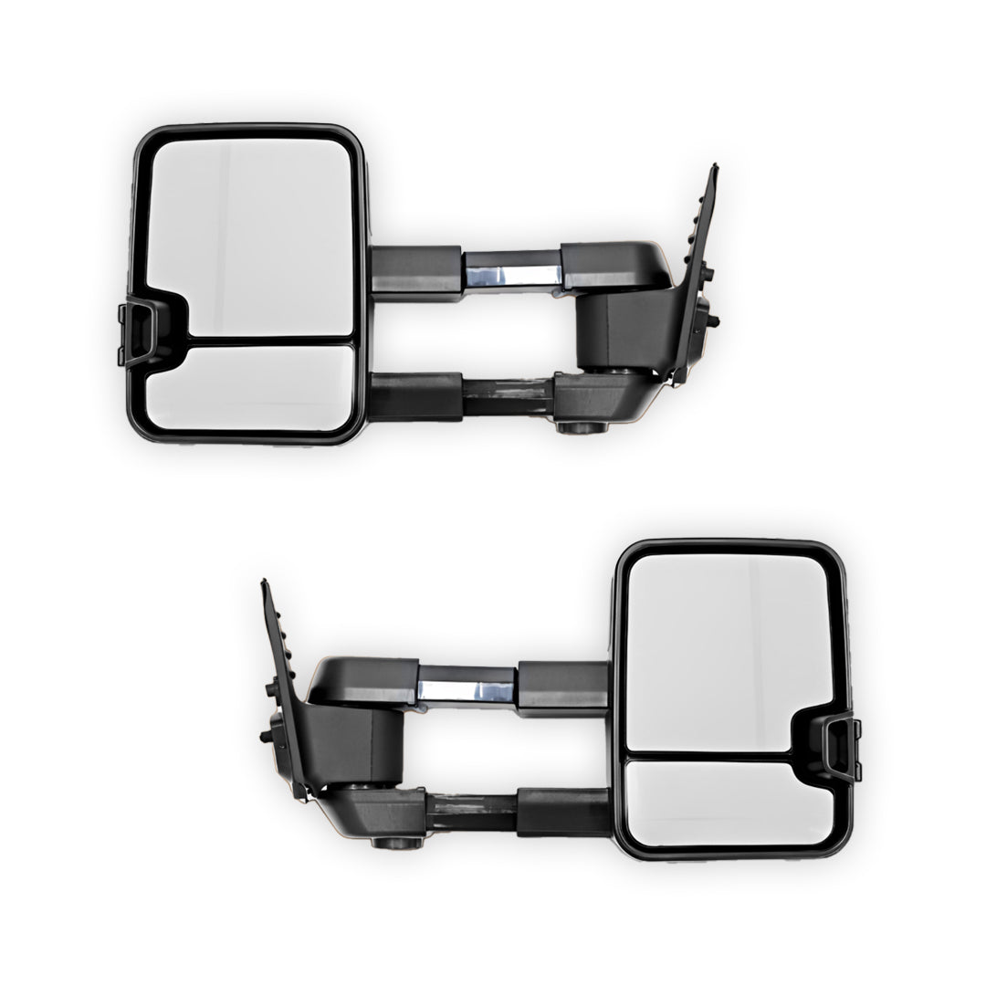 Nissan Navara D23 NP300 (2015 - 2025) Black Electric LED Indicators Extendable Towing Side Mirrors LH + RH