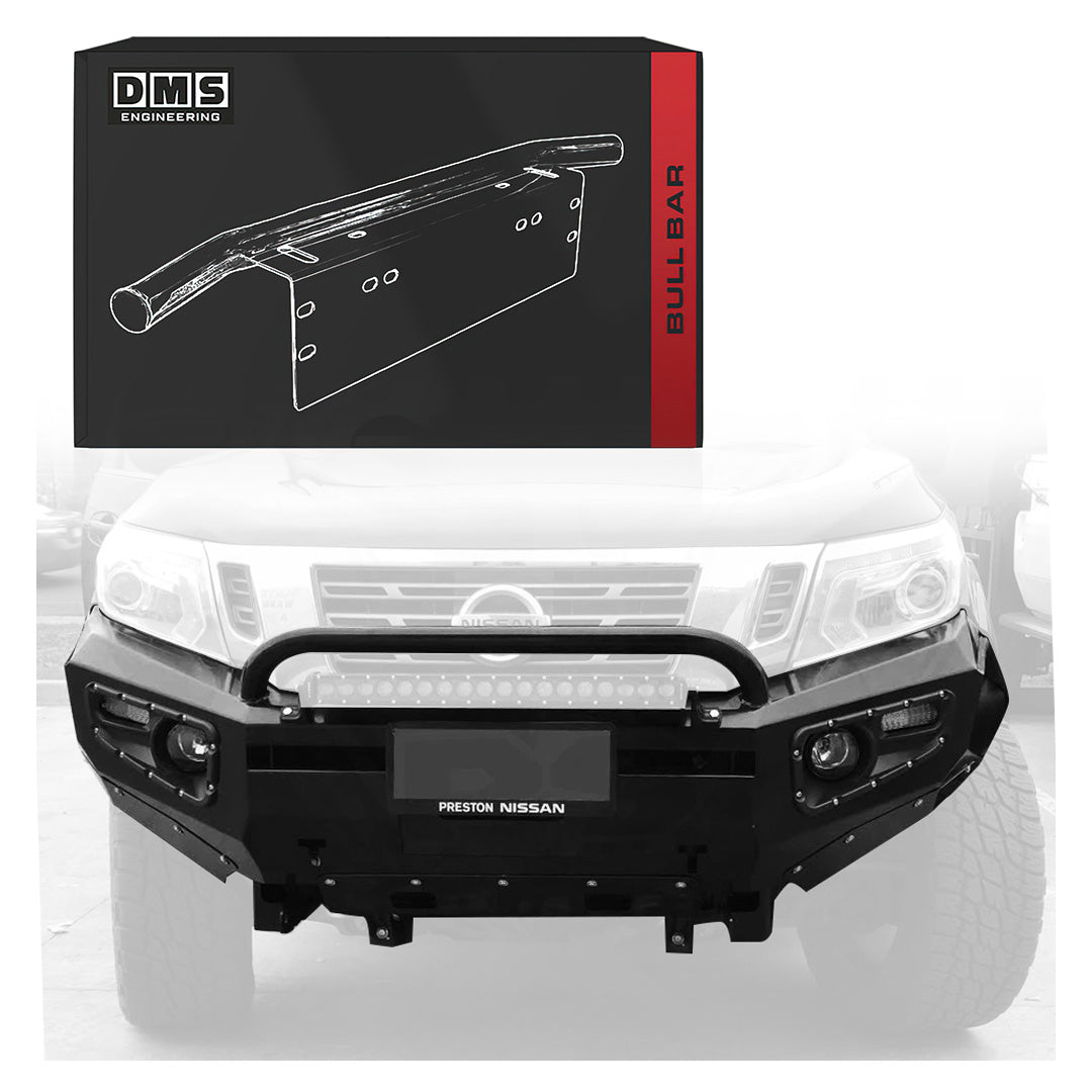 DMS Nissan Navara D23 NP300 (2015 - 2025) Single Hoop Steel Bull Bar + LED Lights ADR Compliant