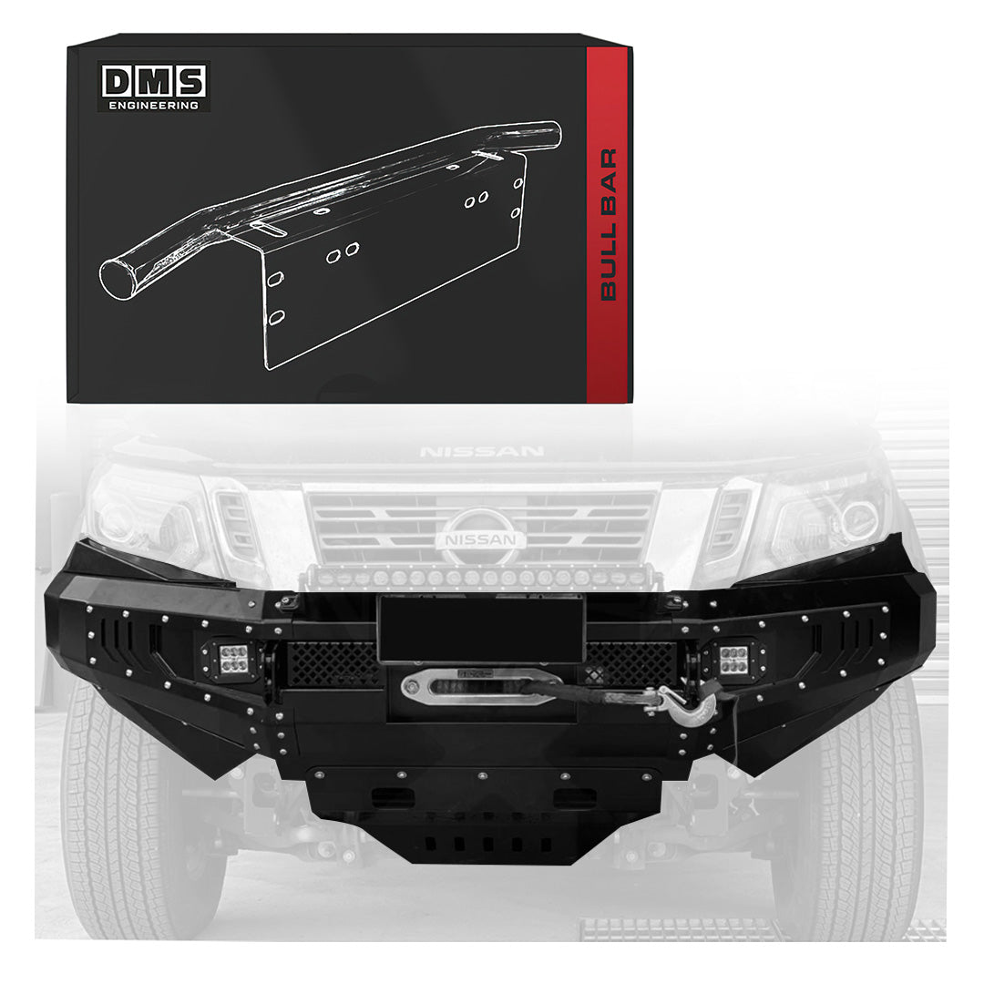 DMS Nissan Navara D23 NP300 (2015 - 2025) No Hoop Steel Bull Bar + LED Lights ADR Compliant