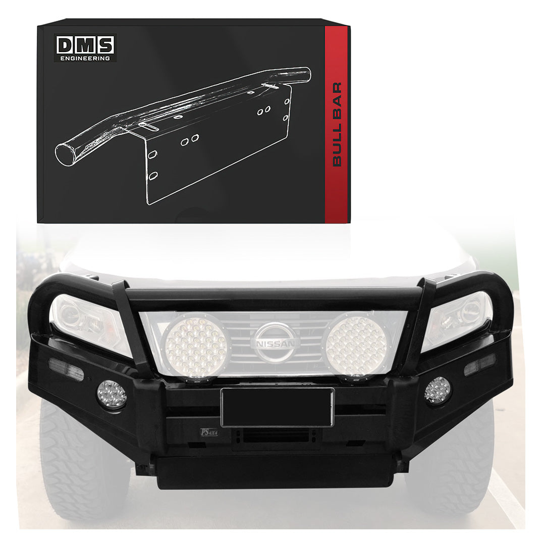 DMS Nissan Navara D23 NP300 (2015 - 2025) Triple Hoop Steel Bull Bar + LED Lights ADR Compliant