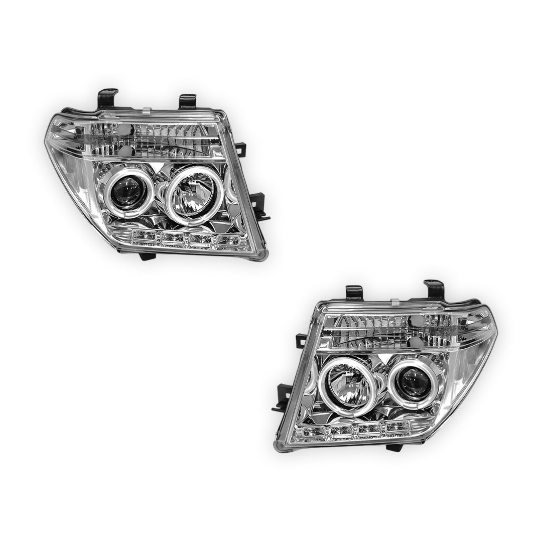 Nissan Navara D40 (2005 - 2009) Crystal CCFL Angel Eyes Projector Headlights LH + RH