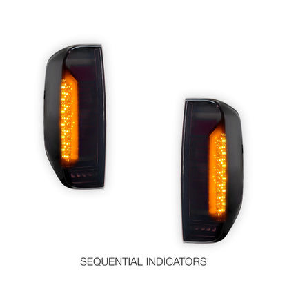 Nissan Navara D40 (2005 - 2014) Sequential Smoked 3D Stripe Bar Full LED Tail Lights LH + RH