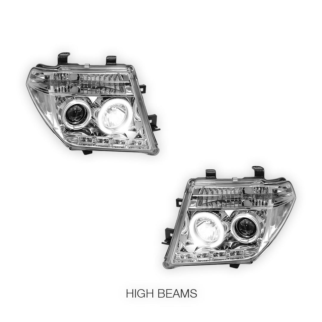 Nissan Pathfinder R51 (2005 - 2009) Crystal CCFL Angel Eyes Projector Headlights LH + RH