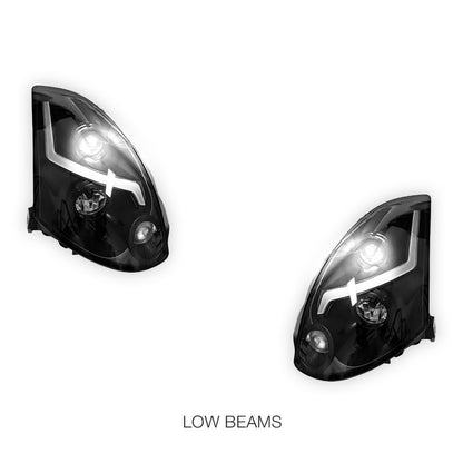 Nissan Skyline V35 350GT Coupe (2001 - 2006) Black R35 GTR Style 3D LED DRL Projector Headlights LH + RH