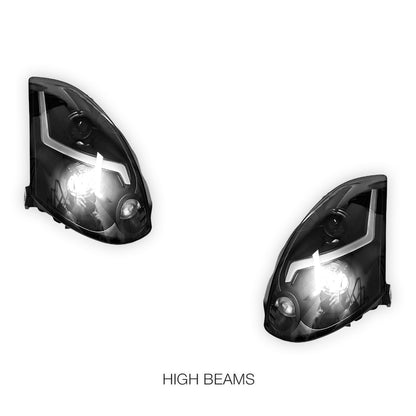 Nissan Skyline V35 350GT Coupe (2001 - 2006) Black R35 GTR Style 3D LED DRL Projector Headlights LH + RH