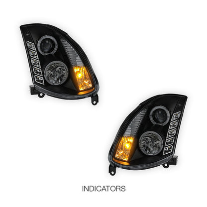 Nissan Skyline V35 Coupe (2003 - 2008) Black LED DRL Projector Headlights LH + RH