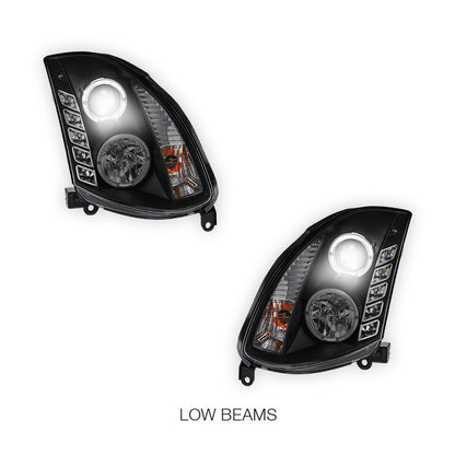 Nissan Skyline V35 Coupe (2003 - 2008) Black LED DRL Projector Headlights LH + RH (Copy)