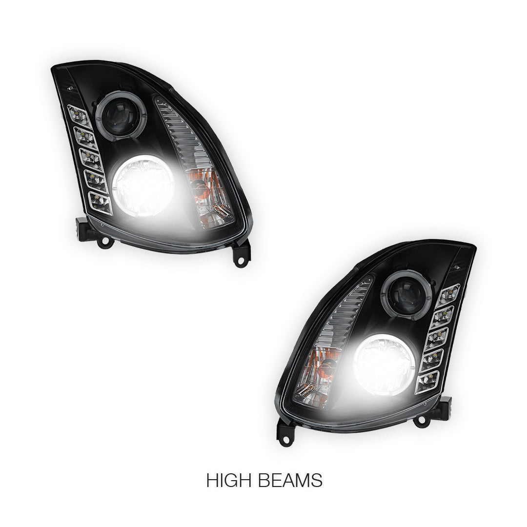 Nissan Skyline V35 Coupe (2003 - 2008) Black LED DRL Projector Headlights LH + RH (Copy)