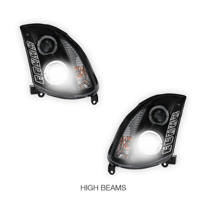 Nissan Skyline V35 Coupe (2003 - 2008) Black LED DRL Projector Headlights LH + RH (Copy)