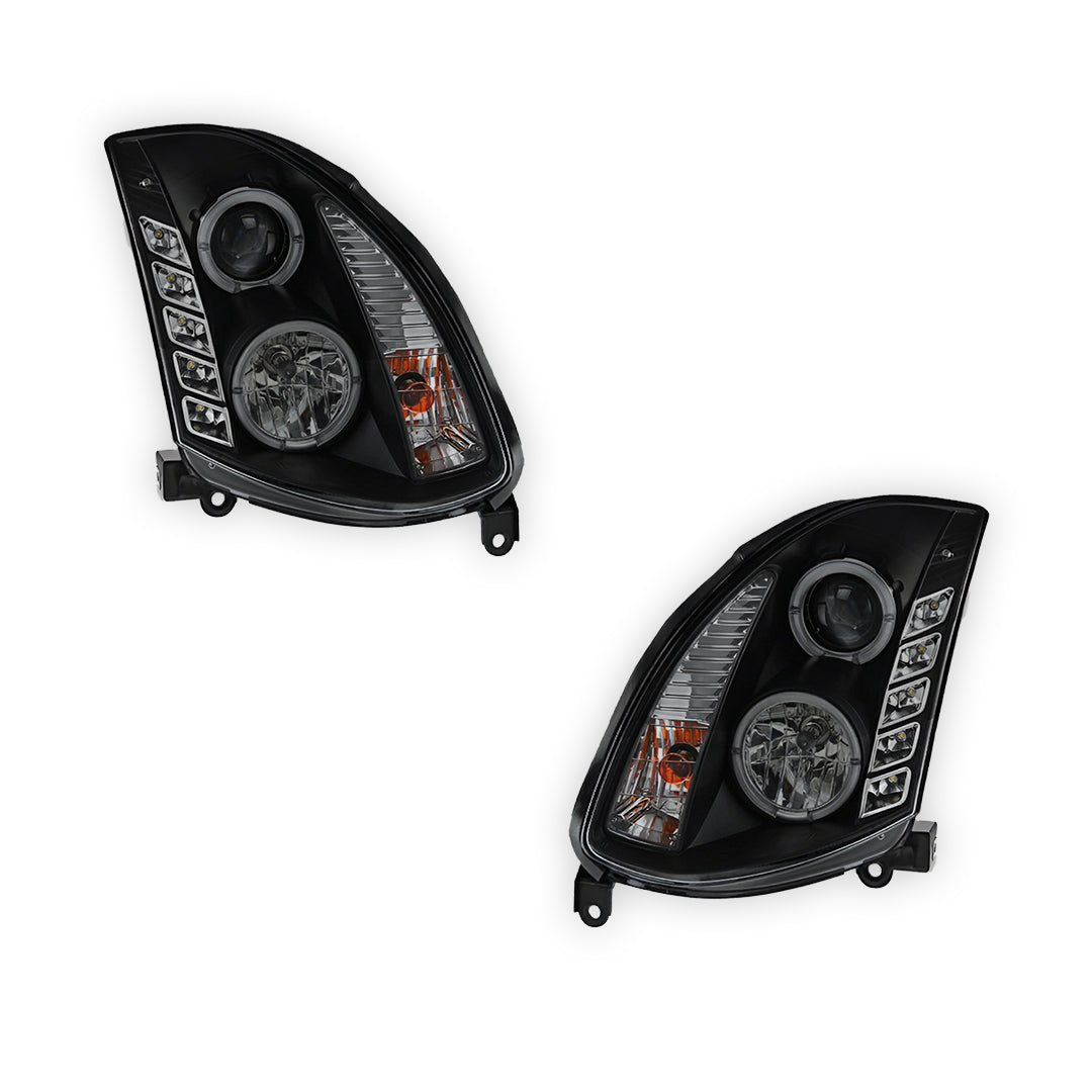 Nissan Skyline V35 Coupe (2003 - 2008) Black LED DRL Projector Headlights LH + RH